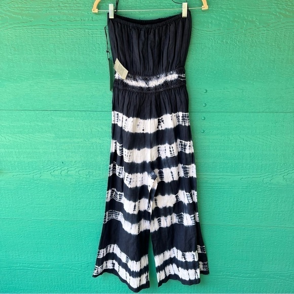 HOUSE OF HARLOW 1960 LINEN HAIKU TIE DYE STRAPLESS JUMPSUIT JUMPER SMALL NWT - Picture 4 of 10